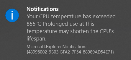 Windows constantly notifies me that my cpu temperature exceeds extreme temperatures.