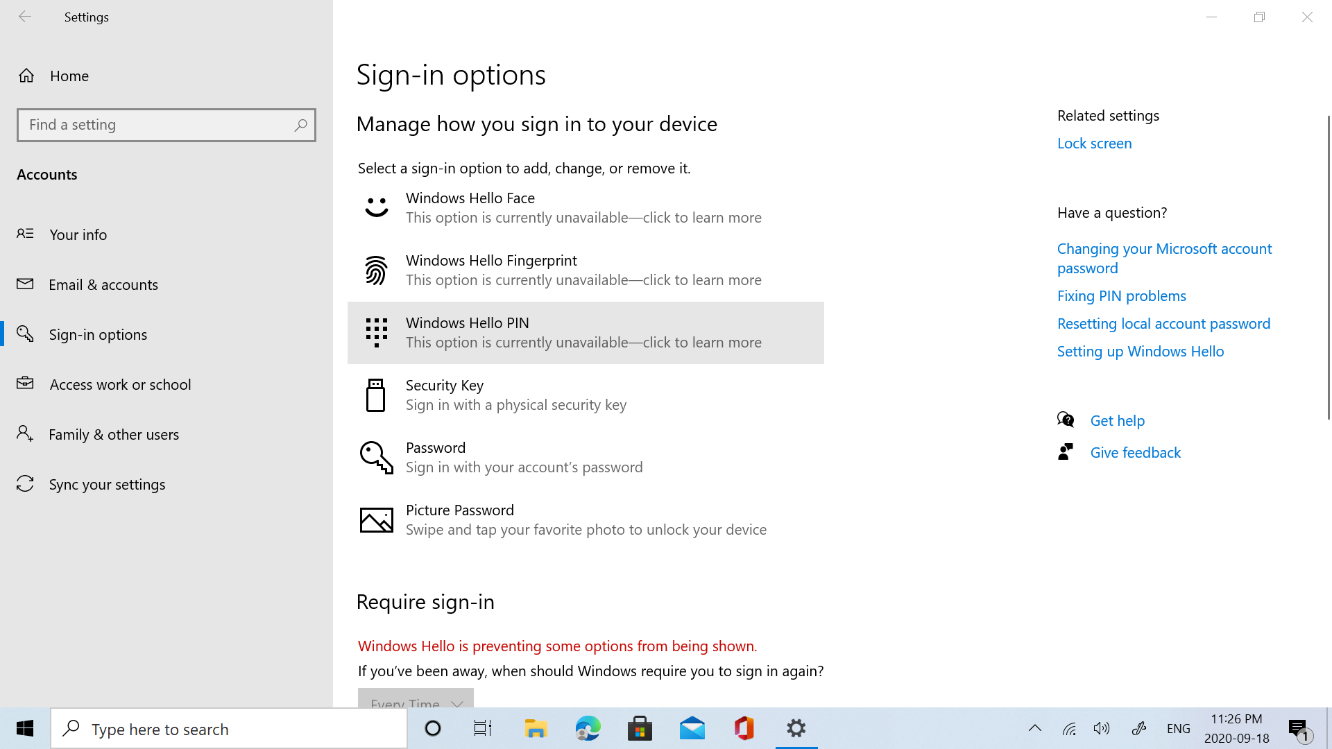 All Windows Hello Sign-in Options Are Unavailable - Microsoft Community