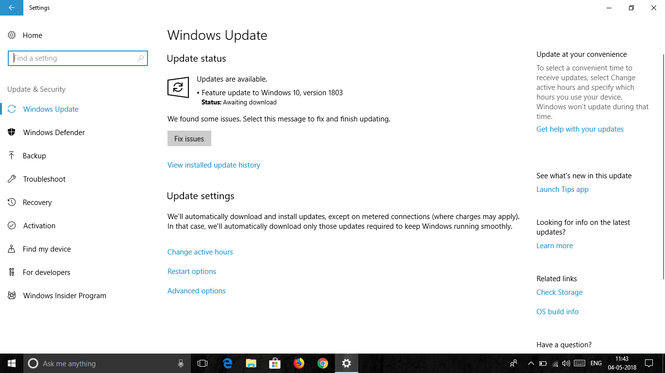 windows 10 feature update 1803 download