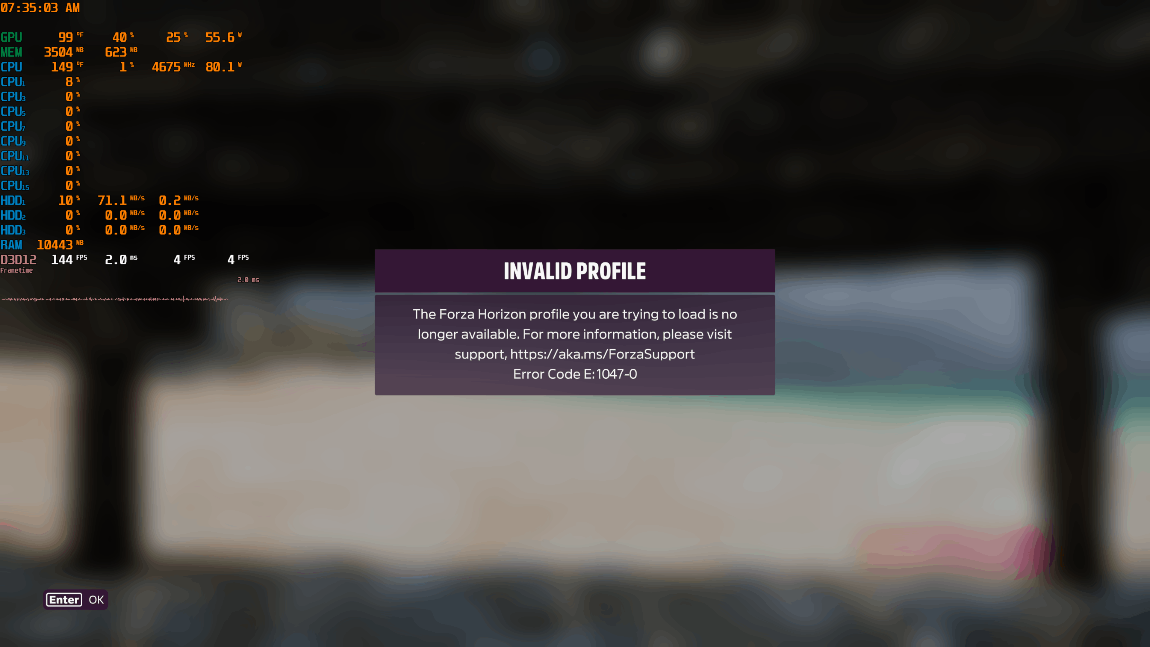 Forza Horizon 5 Error Stating 1047-0 Profile Is No Longer Available ...