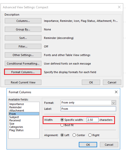 Outlook Column Widths It S Nearly Impossible To Adjust Colunm Microsoft Community