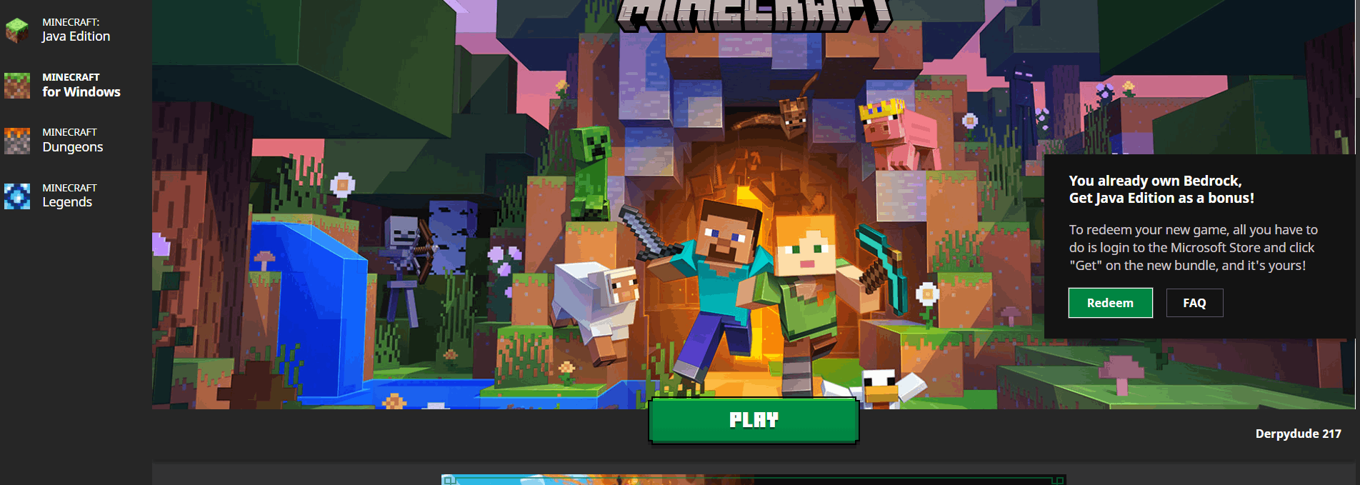 I tried to redeem Minecraft Java edition with the bundle since I