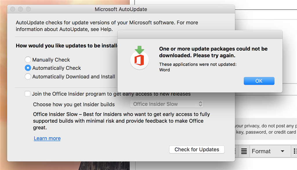 Word update 15.33.0 won't download - Microsoft Community