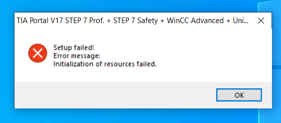 Setup failed! Initialization of resources failed. - Microsoft Community