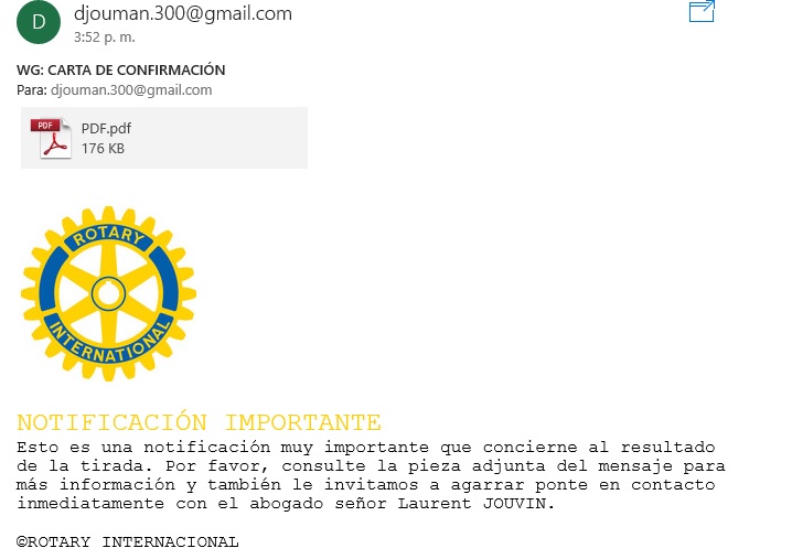 Estafa Rotary Club Internacional - Microsoft Community
