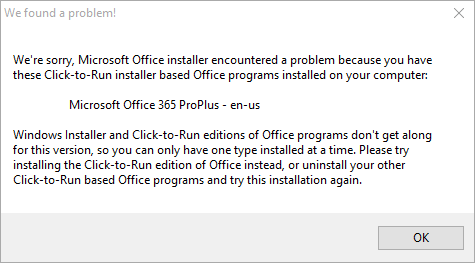 Office 365 Proplus 2016 Apps Conflict Microsoft Community