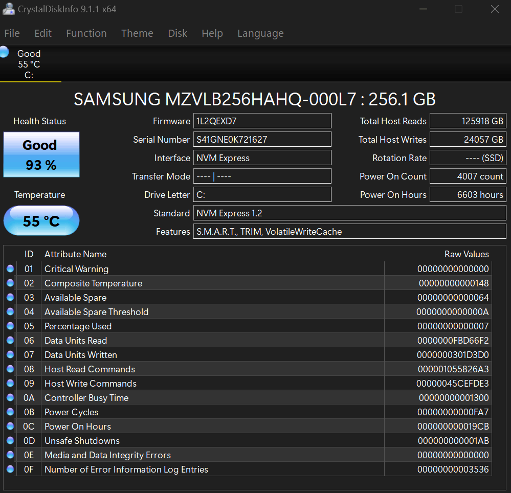 Is this amount of reads fine for SAMSUNG MZVLB256HAHQ-000L7 : 256.1 GB -  Microsoft Community