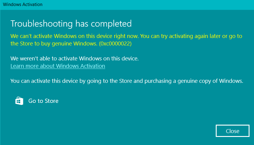 Windows 10 Activation Error : Ask The System Questions