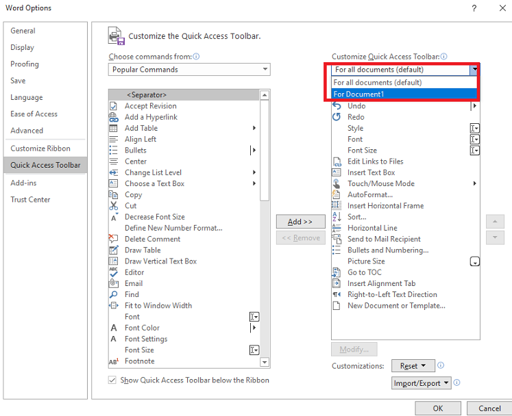 Quick access toolbar reset to factory defaults - Microsoft Community